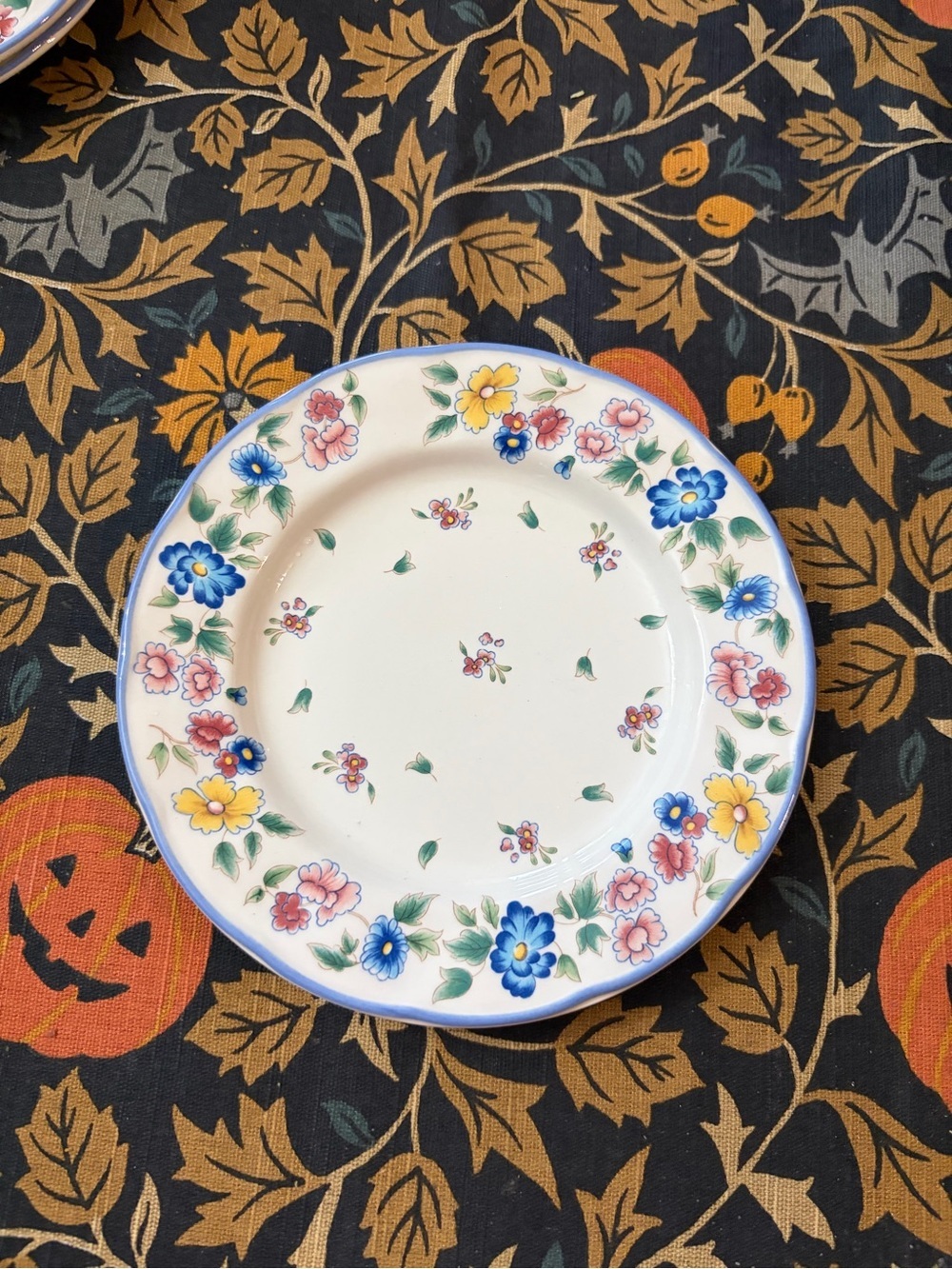 Laura Ashley Floral Ceramic Dinner Plate in Blue, Yellow & Pink